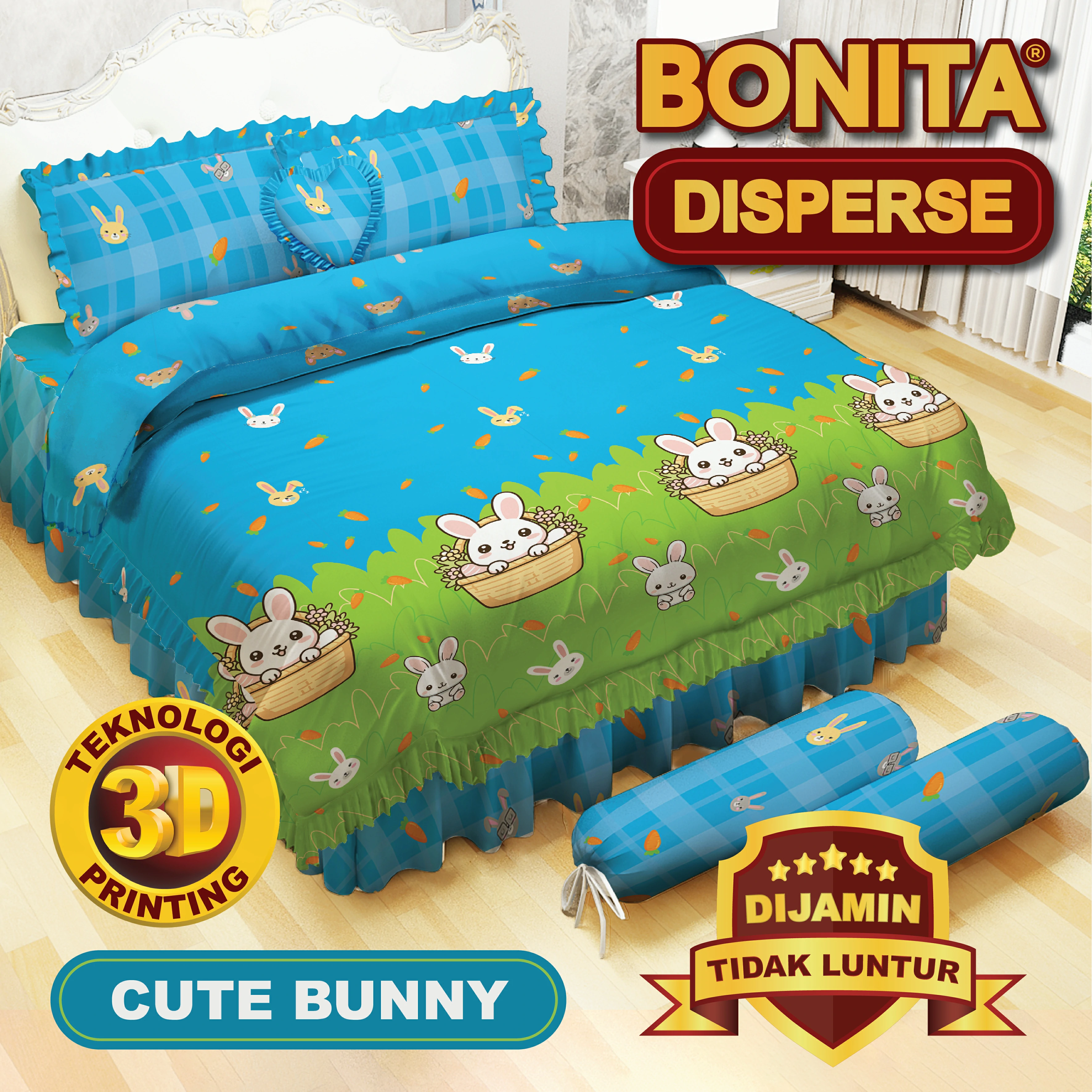 Bonita Bedcover Set Rumbai Double - Cute Bunny